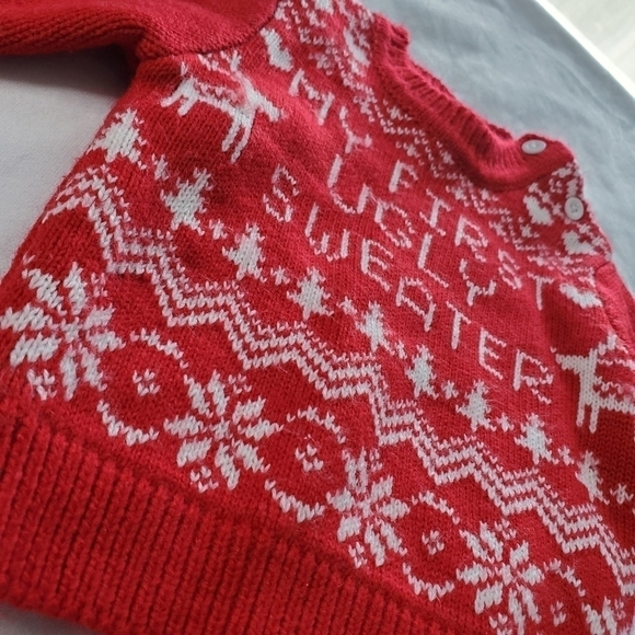 My First Ugly Christmas Holiday Knit Sweater Red 3-6 Months - Picture 4 of 5